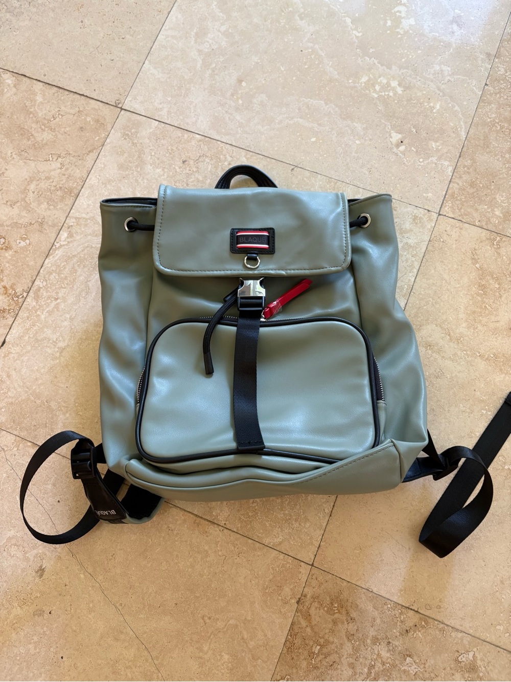 Blaque Label Olive Green Backpack with Front Pocket